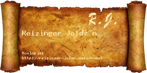 Reizinger Jolán névjegykártya